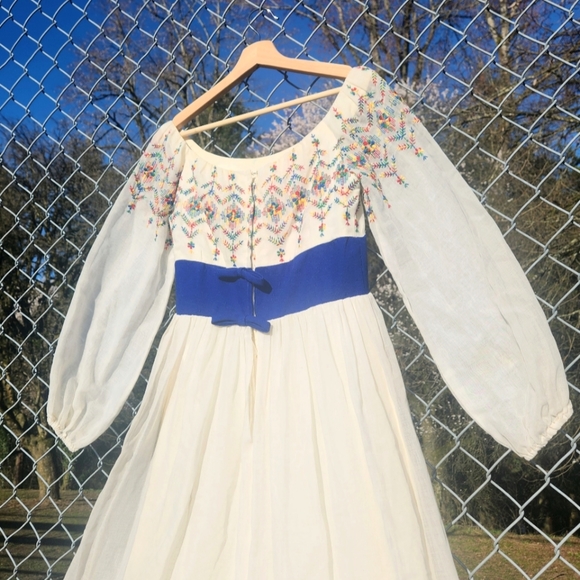 Vintage 1970s Handmade Folk Peasant Maxi Dress - Picture 1 of 3